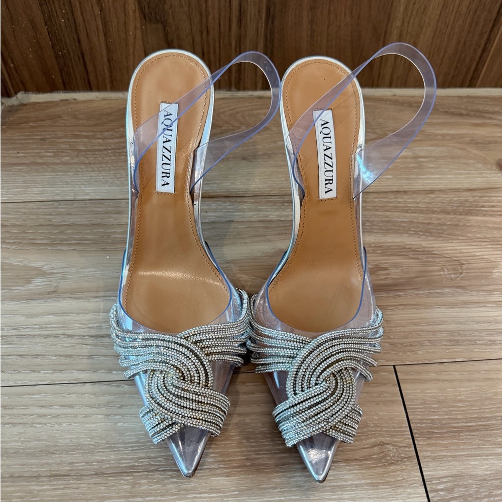 Aquazzura Gatsby Plexi Slingback Pointed-Toe Heels - Picture 6 of 6